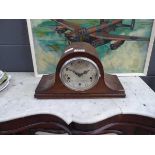 Oak cased Napoleon hat mantle clock