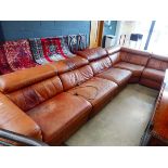 Brown leather corner suite in five sections