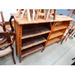 2 wicker bamboo open bookcases