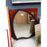 Shield shaped mirror, plus a mirror in Walnut frame