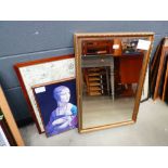 Rectangular bevelled mirror in gilt frame