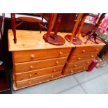 Pair of pine chest of 4 drawers