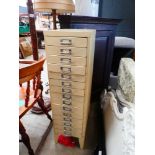 Narrow metal multi drawer filing cabinet