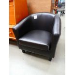 +VAT Black leather effect tub chair