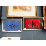 Pair of African paintings with tribal dancing figures