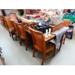 Dark oak dining table plus 8 chairs and a matching sideboard