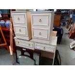 Cream painted dressing table, plus a pair of two drawer bedside cabinets