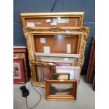 Quantity of picture frames. Plus prints and paintings to include, rural landscapes, woodland