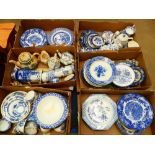 Pallet with large quantity of blue and white crokery