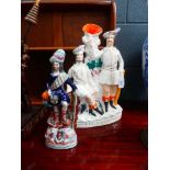 Two Staffordshire flatback figures modelled as Robin Hood and Bonnie Prince Charlie, h. 36.5 cm (2)