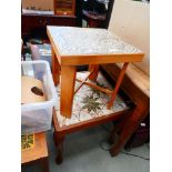 Two tiled topped teak lamp tables