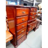 Cherry finished narrow chest of 6 drawers, pair of 3 drawer bedside cabinets, plus a dressing chest