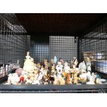 Cage containing quantity of Wade Whimsies and other ornamental figures
