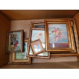 Quantity of framed and glazed embroideries