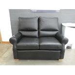 Black leather effect 2 seater sofa