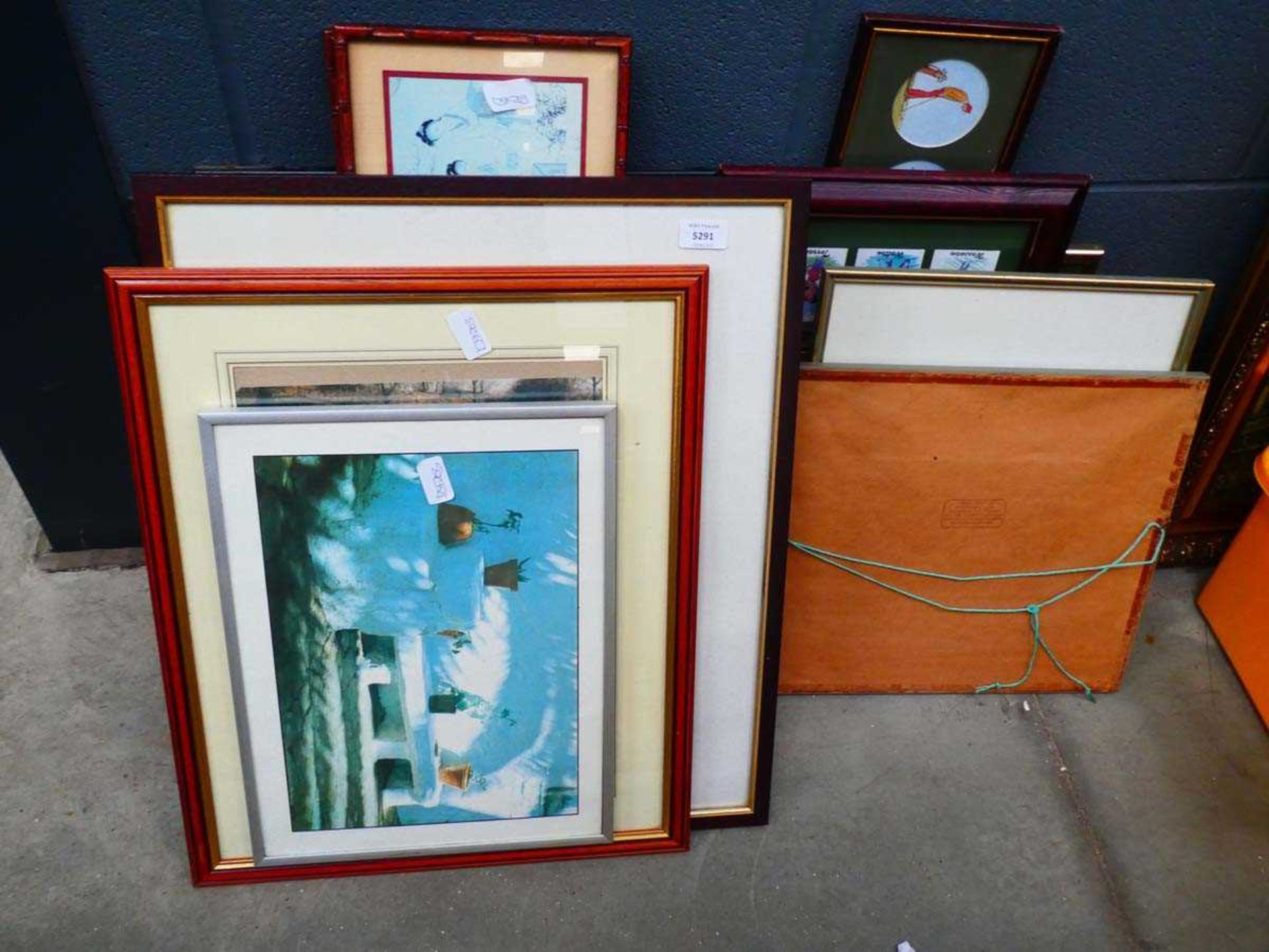 Large quantity of rural prints, mirrors, Chinese pictures, embroideries, and woodland creatures.
