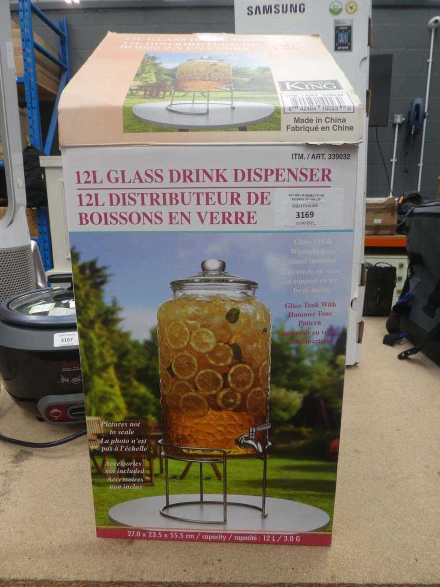 +VAT 12L glass drink dispenser in box