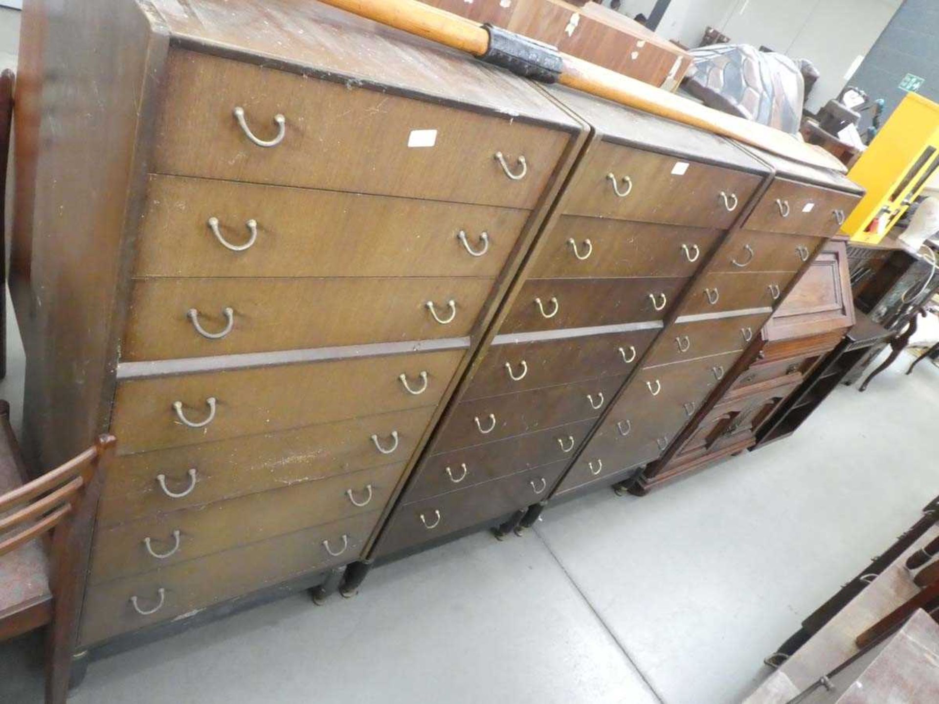 Three 1950s narrow chest of seven drawers (af) - Image 3 of 3