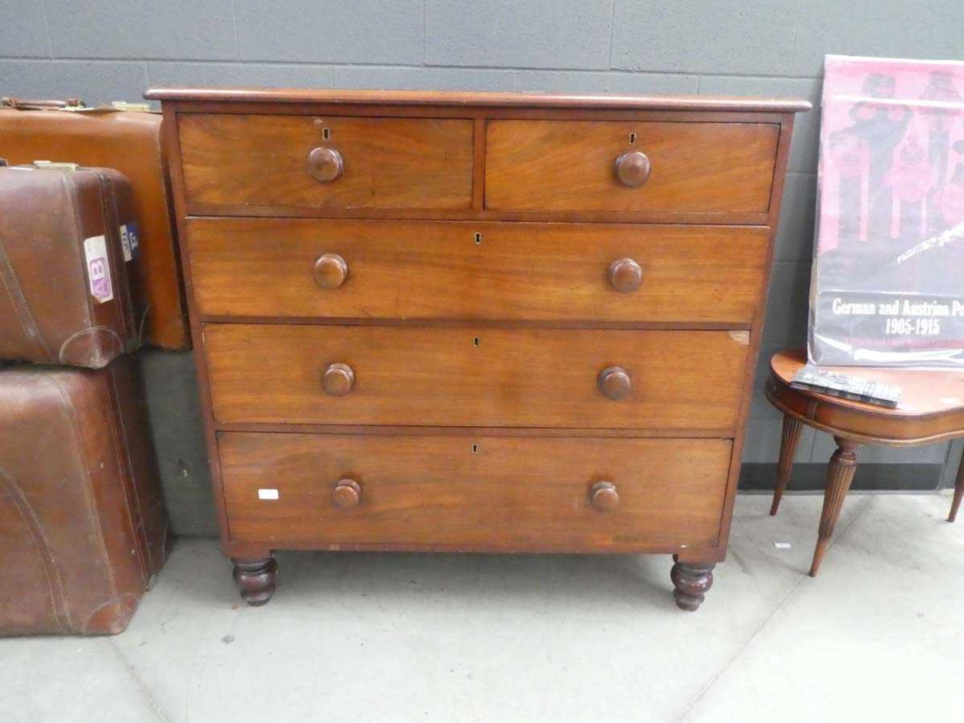 Victorian mahogany chest of drawers, two over three