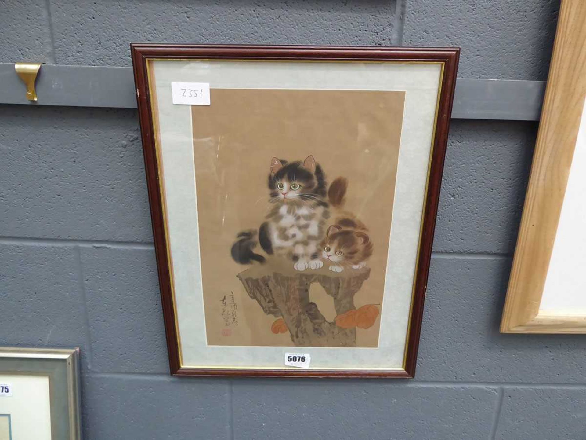 Oriental print of cats