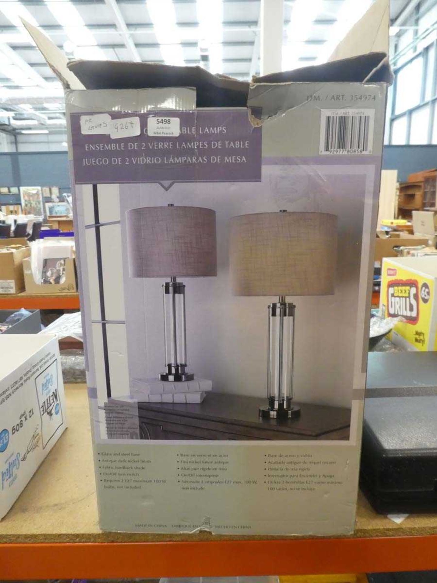 Pair of modern glass table lamps, boxed (af) - Image 2 of 2