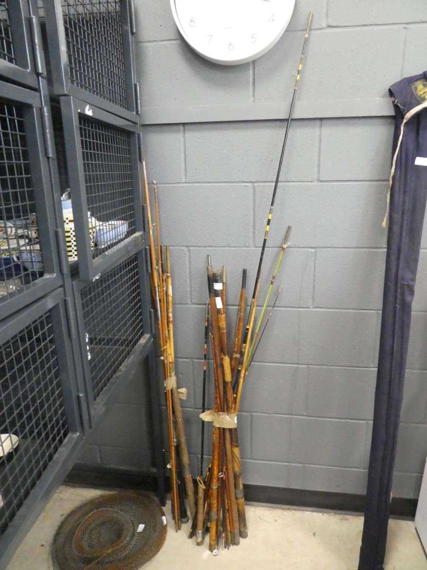 Quantity of split cane fishing rods plus a quantity of traps