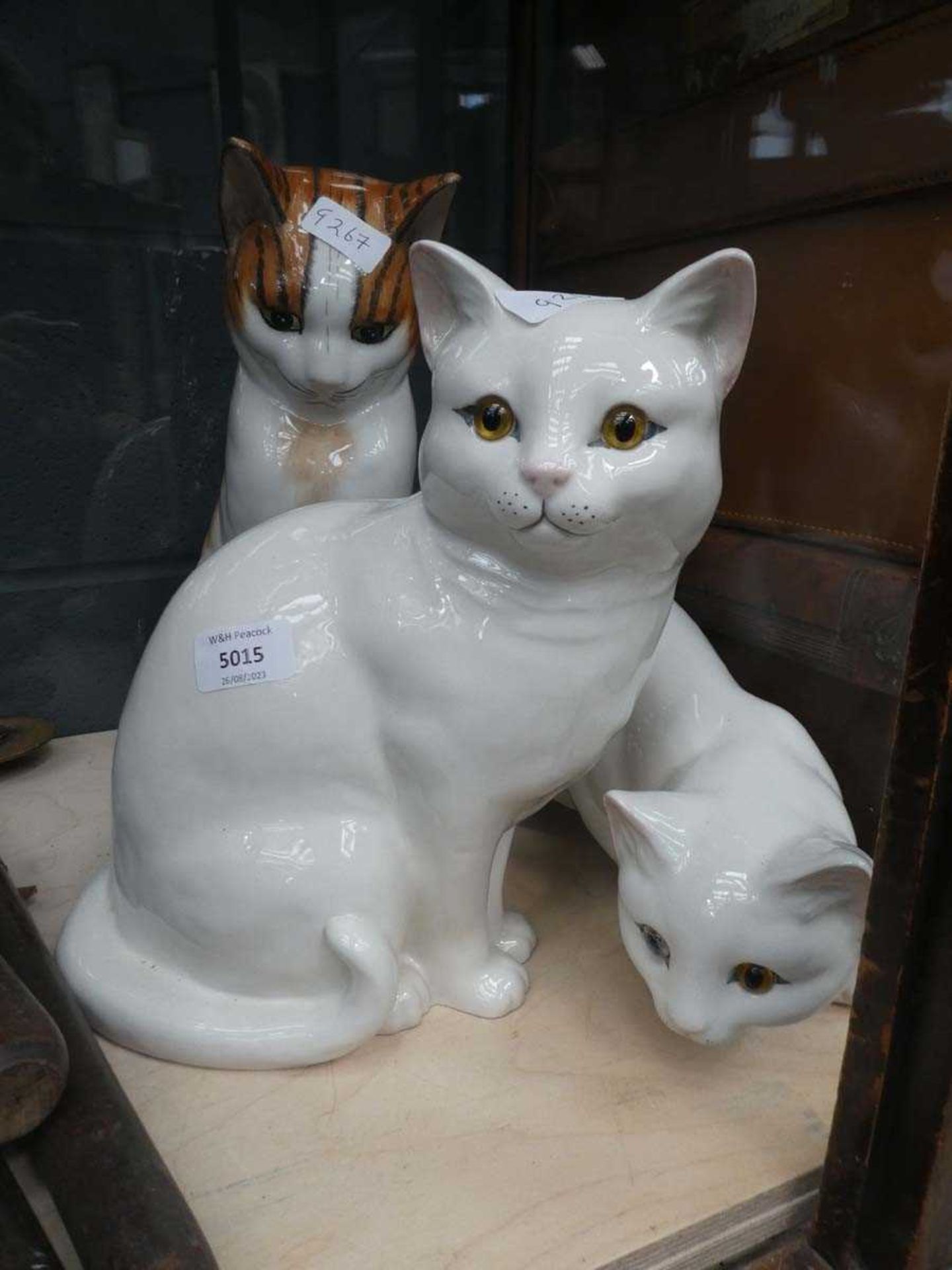 3 x Just Cats & Co Staffordshire large scale models of cats