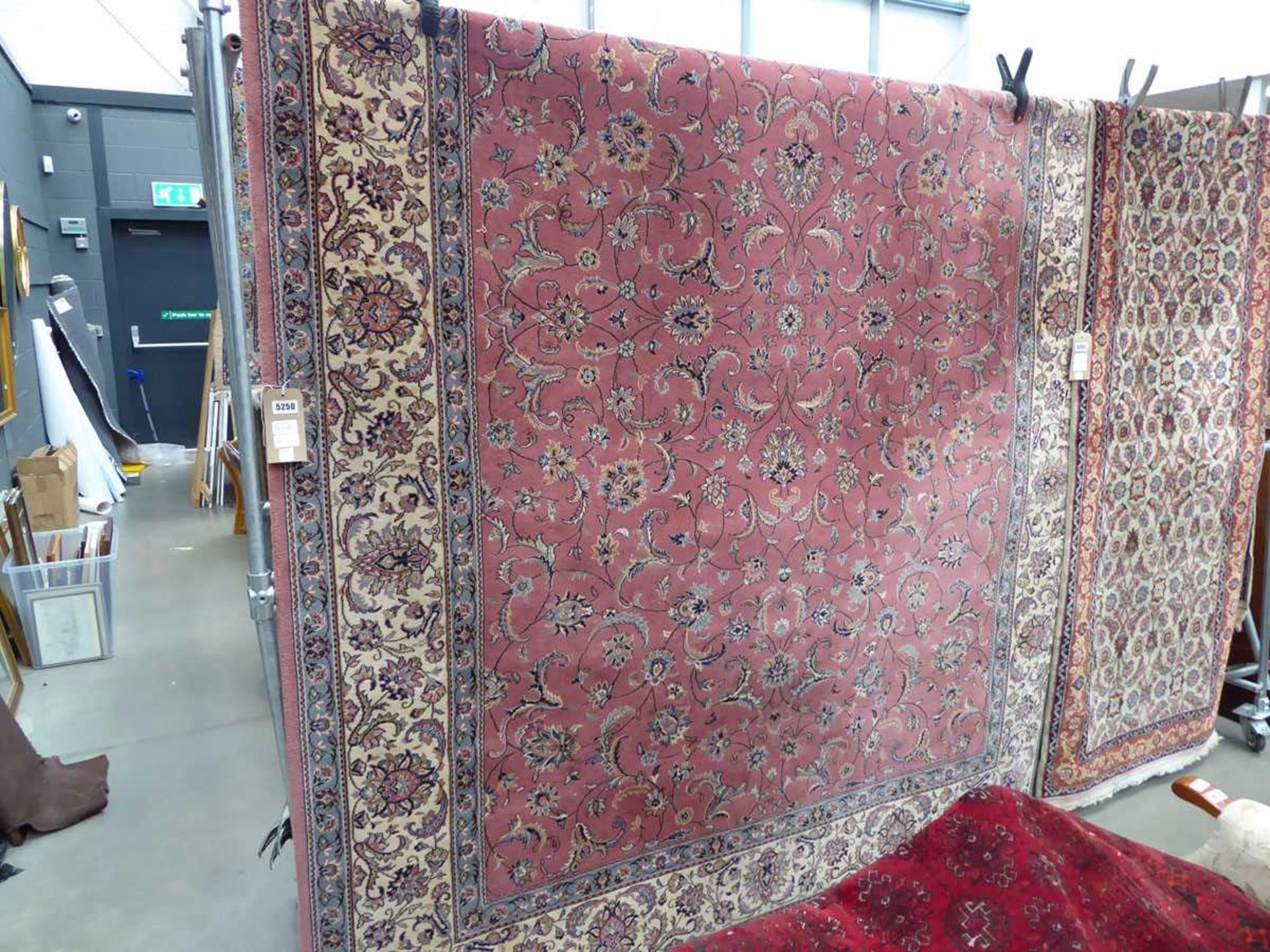 (2) Pink floral Louis De Poortere carpet