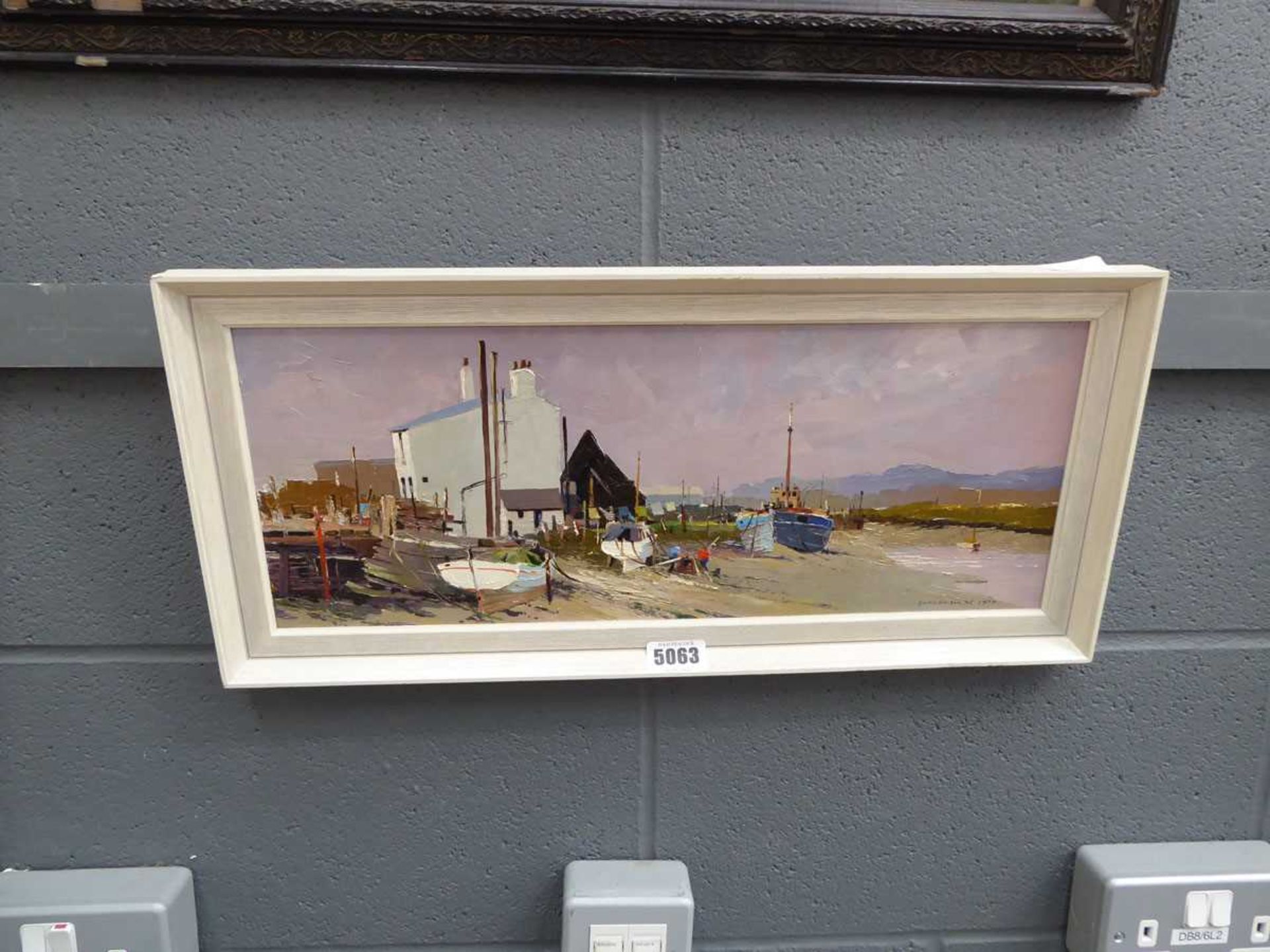 Oil on board, depicting a harbour scene by Gordon Hales