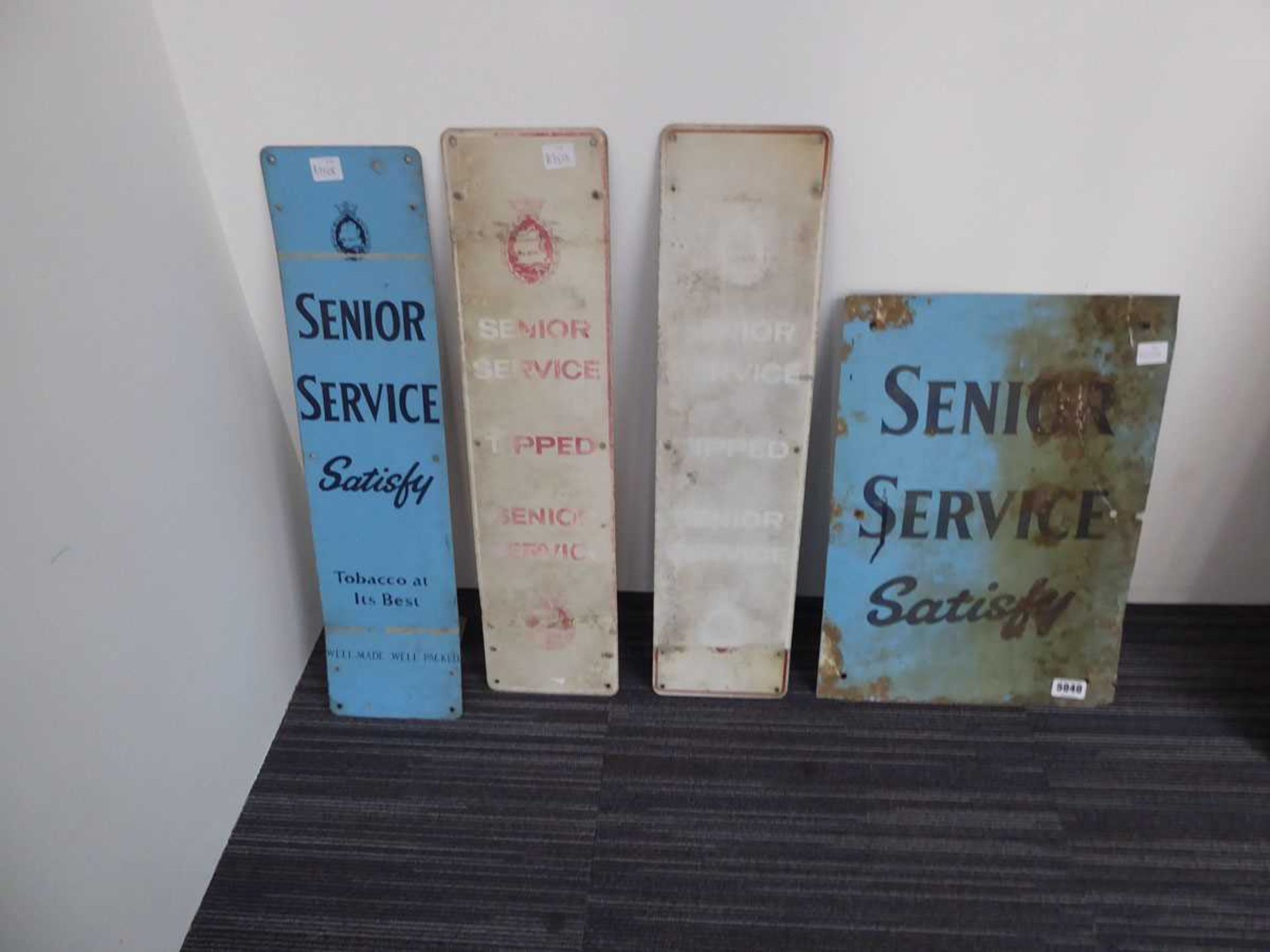 Four Senior Service cigarette tin signs