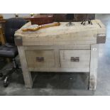 Butchers block on stand with 2 deep drawers