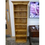 Modern pine open fronted bookcase (74 x 26.5 x 14.5 in.)