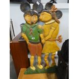 Wooden carved plaque depicting two mice