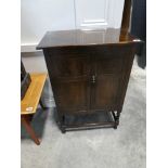 Dark oak double door pot cupboard