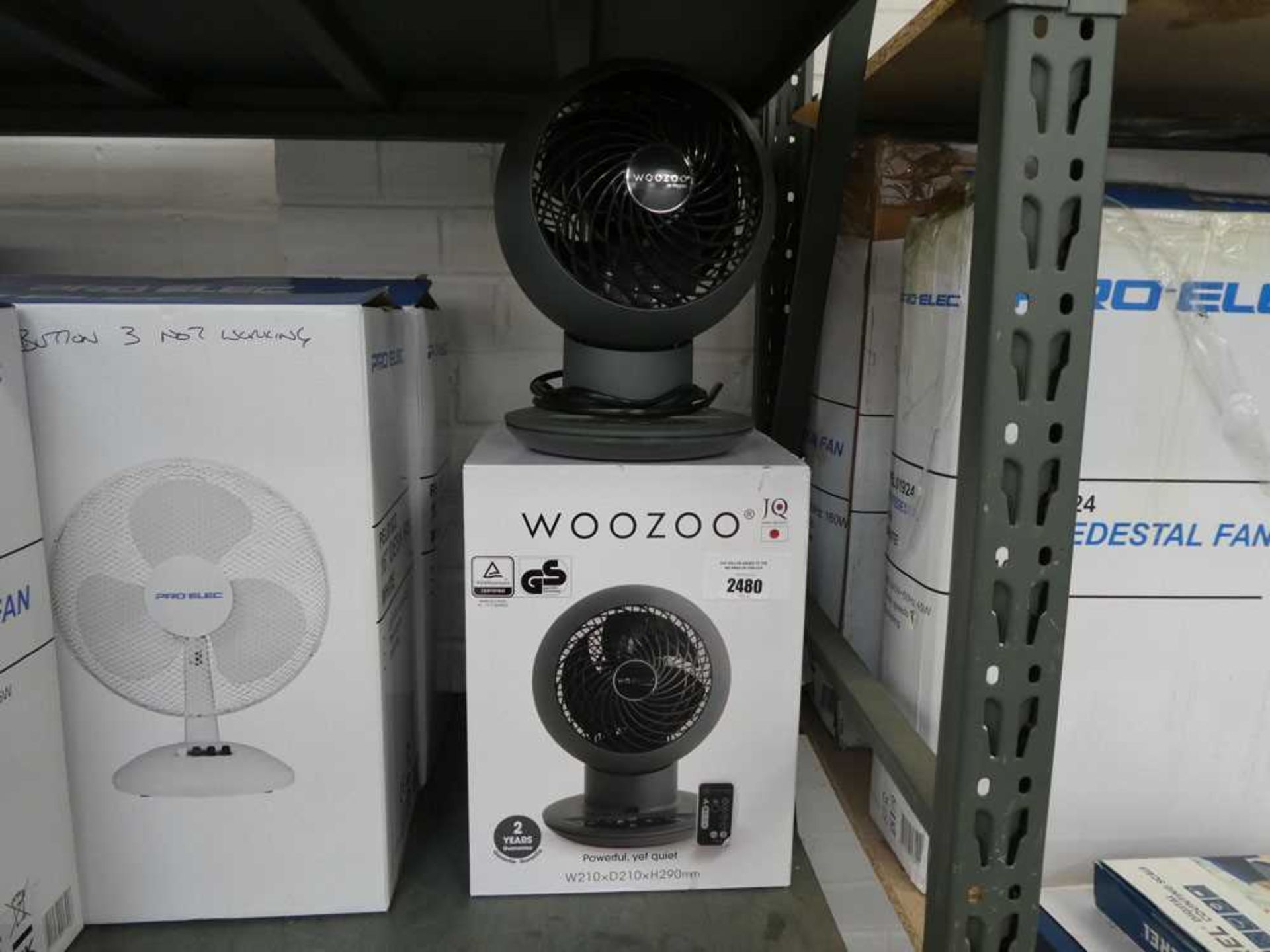 +VAT 1 boxed and 1 unboxed dark grey Woozoo fans