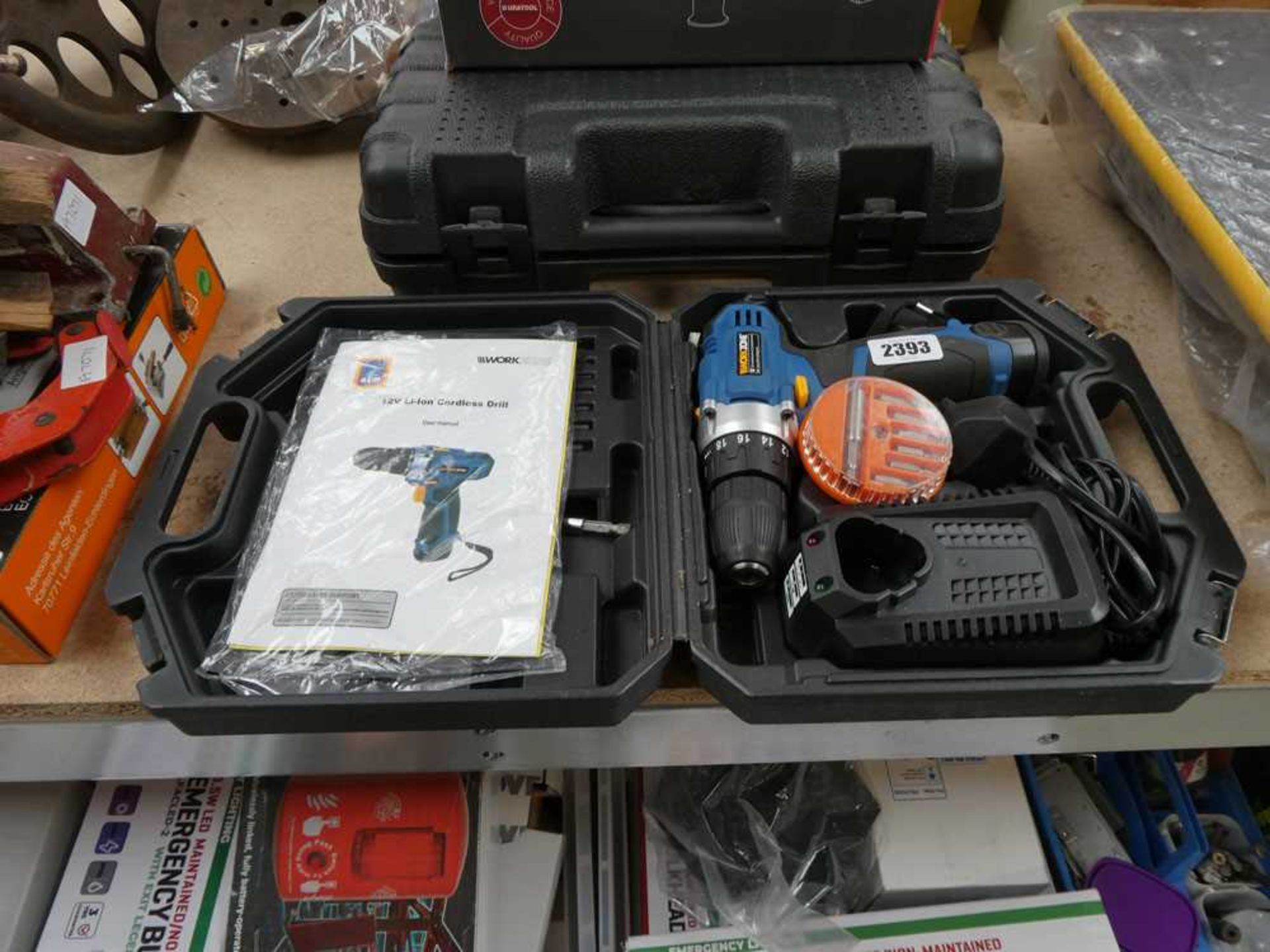 Cased Workzone 12 volt cordless drill with battery and charger