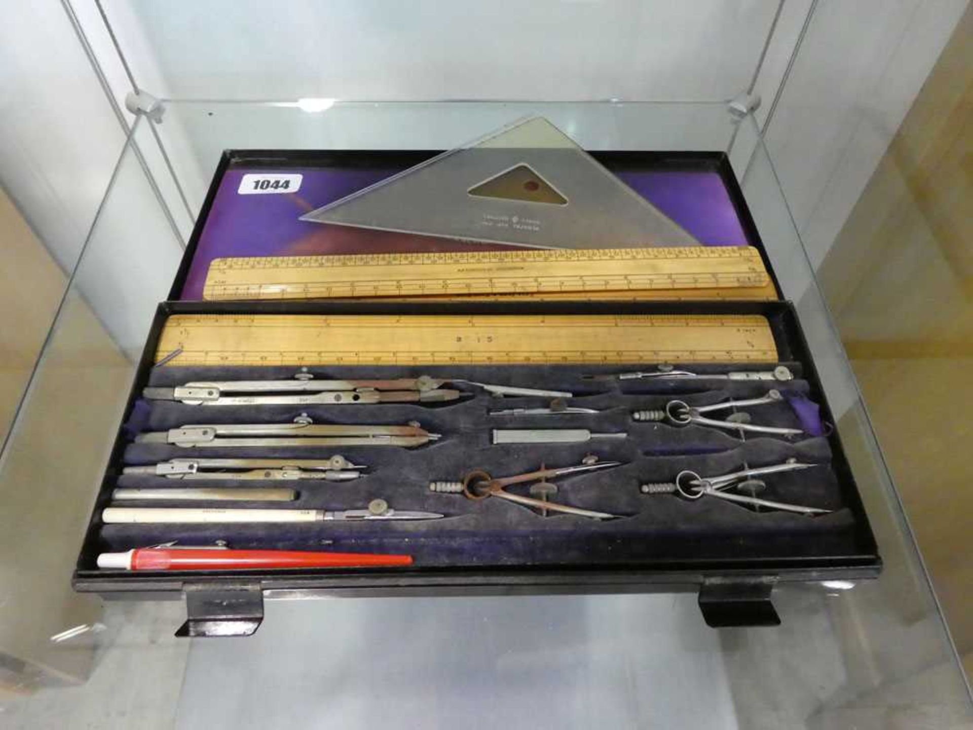 Metal cased set of drawing instruments by A G Thornton Ltd, Manchester