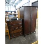 Stagg mahogany effect bedroom suite comprising of double door wardrobe and matching chest