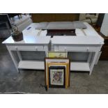 Modern pair of grey painted single drawer side tables