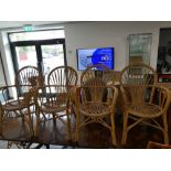 Set of bent bamboo conservatory chairs incl. 1 carver and 4 armchairs with matching floor standing