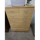 Beech effect chest of 2 over 5 drawers