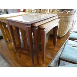 Mid century teak nest of 3 coffee tables on tapered supports
