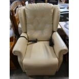 Cream leather armchair with electric reclining