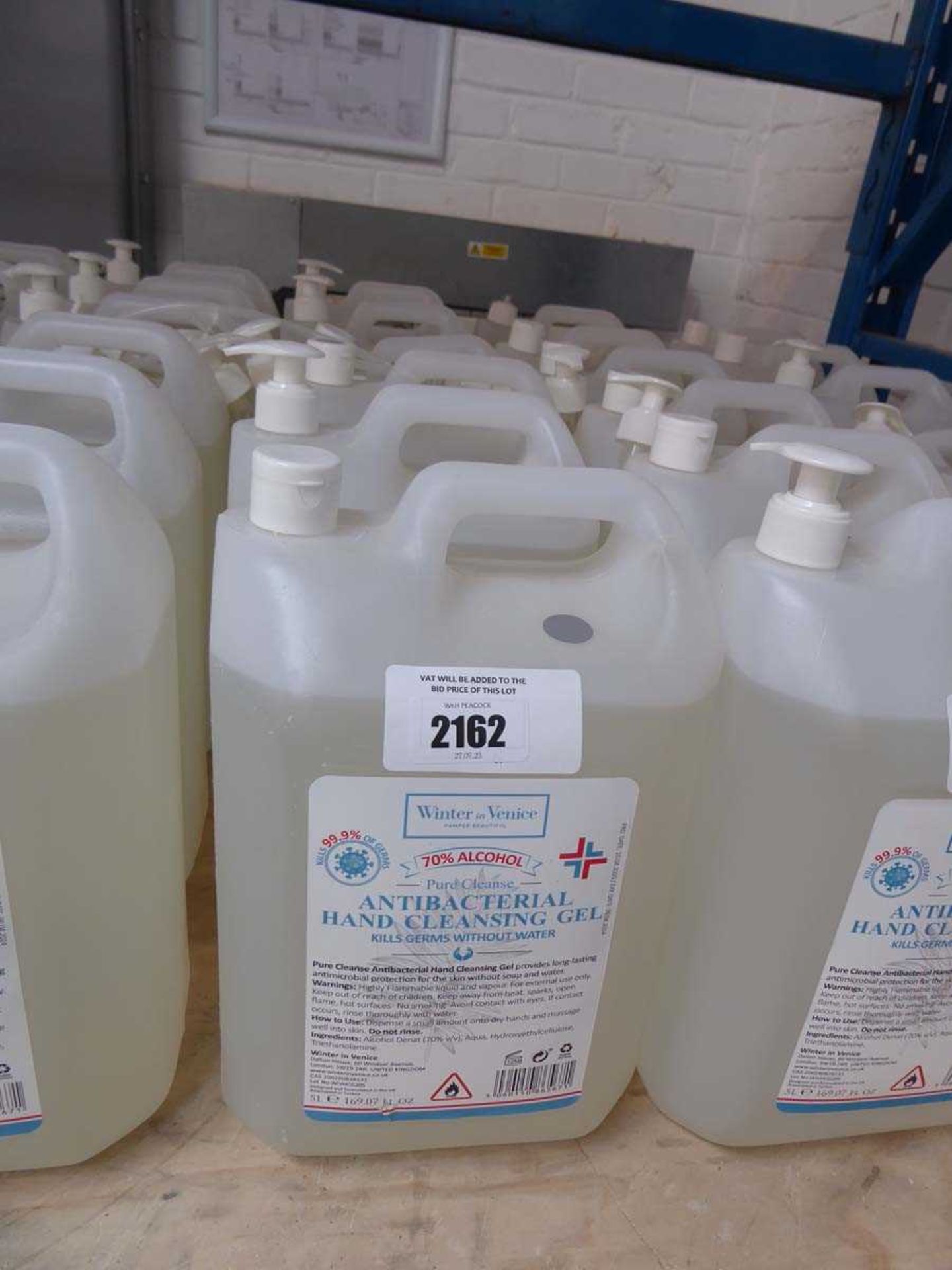 +VAT 6 x 5 litre containers of anti bacterial hand cleansing gel