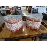 2 small heart shaped upholstered storage boxed