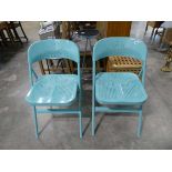 2 metal turquoise folding chairs