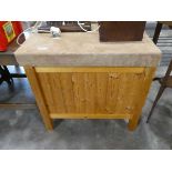 Small pine box with upholstered top