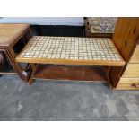 Mid century tile top wooden coffee table