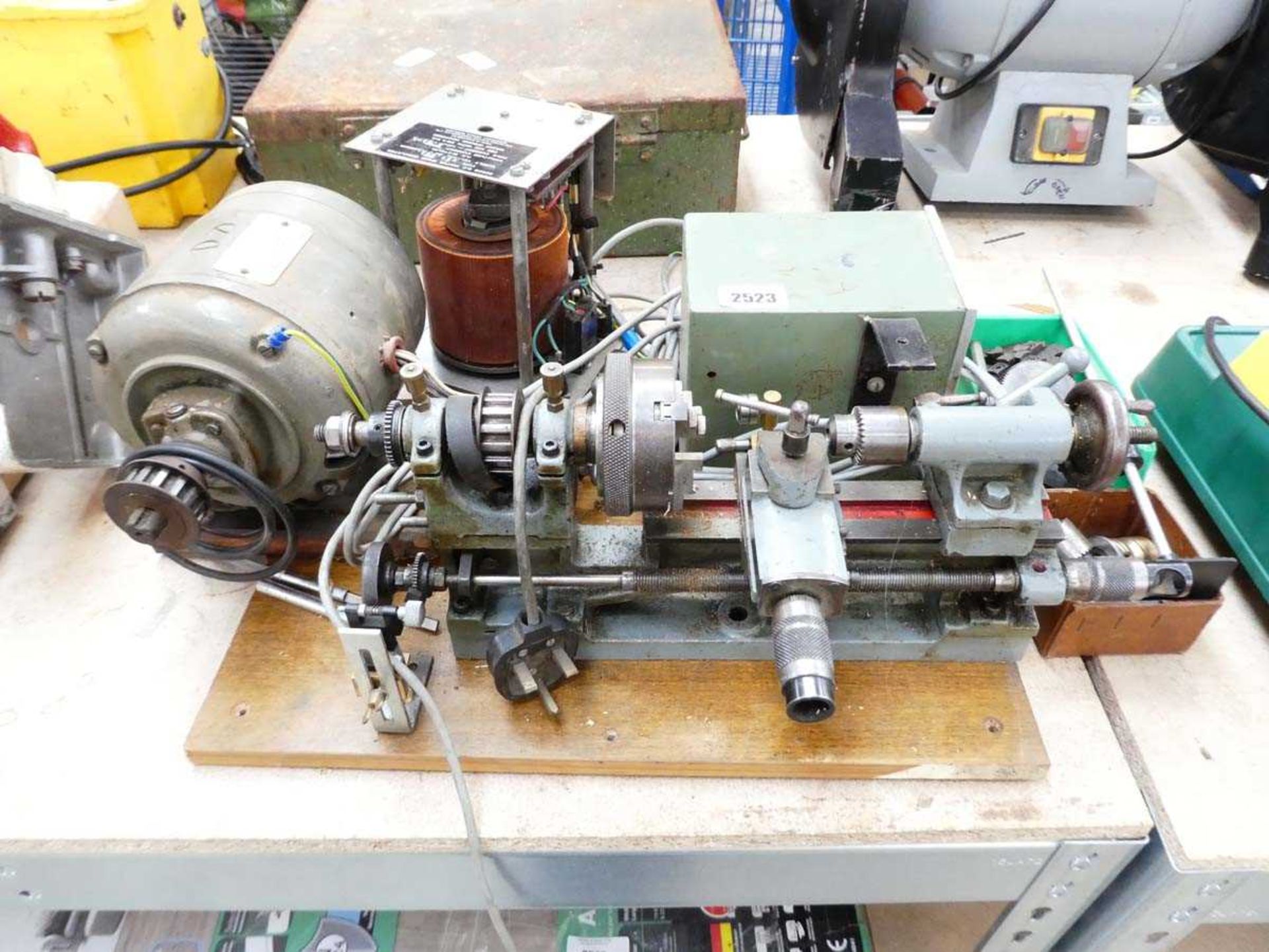 240V miniature lathe with various motors and parts