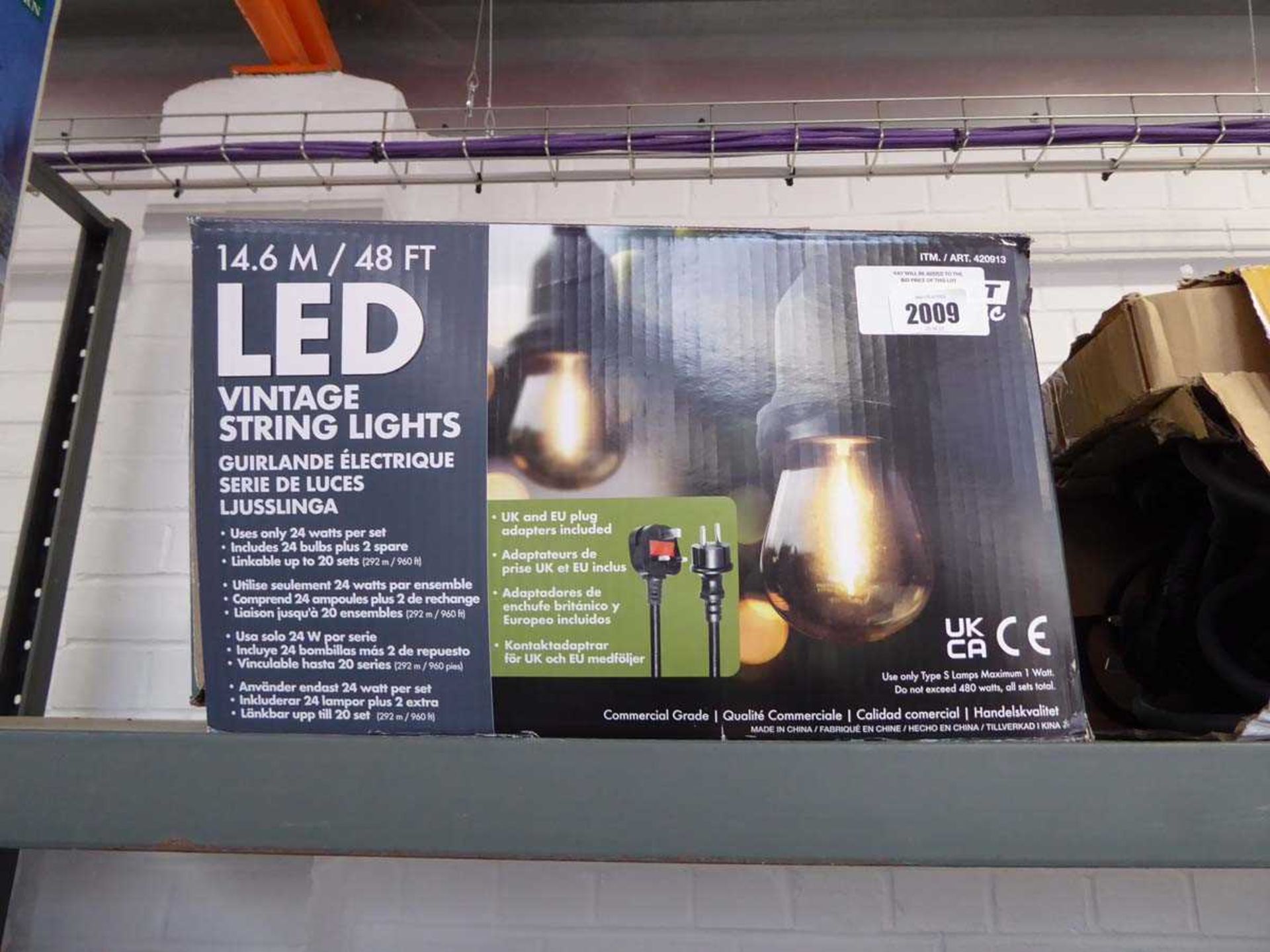 LED vintage string lights, boxed